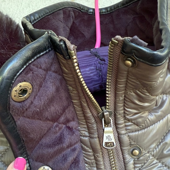 Lauren Ralph Lauren Olive/Black Diamond Quilted Coat with Hood Size Small - Picture 4 of 14